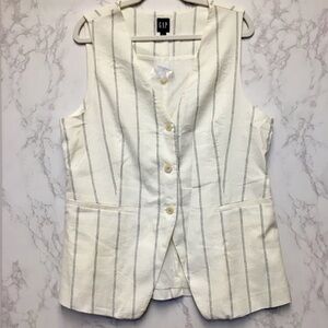 Gap Linen Cotton Stripped Vest Large NEW Classic Preppy Spring Minimalist Travel